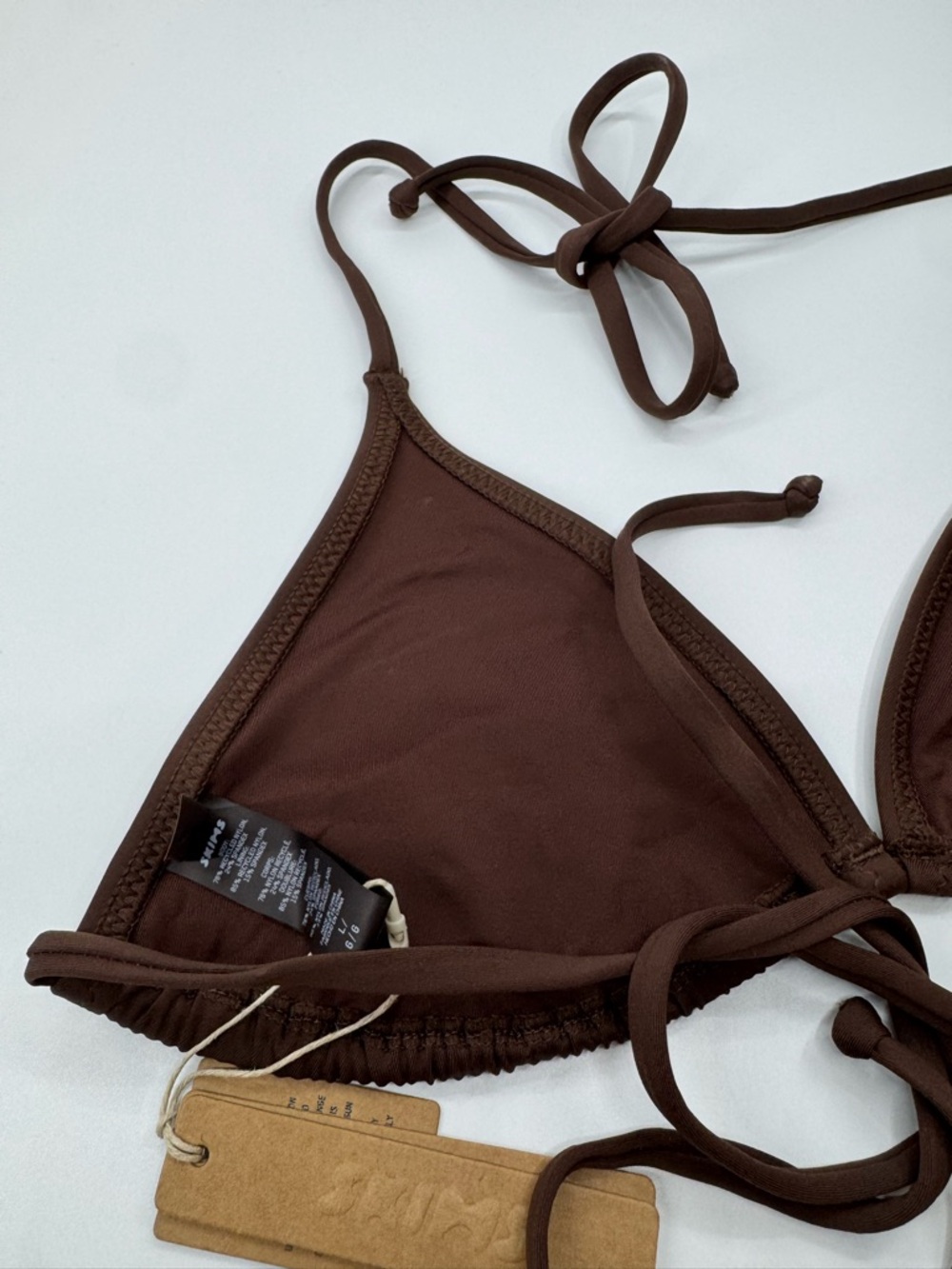 Skims Recycled Swim Triangle Top NWT Cocoa Large - Picture 4 of 7